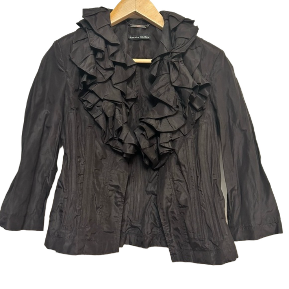 Roberta Scarpa blazer jacket size 12 ruffled classic statement piece corpcore